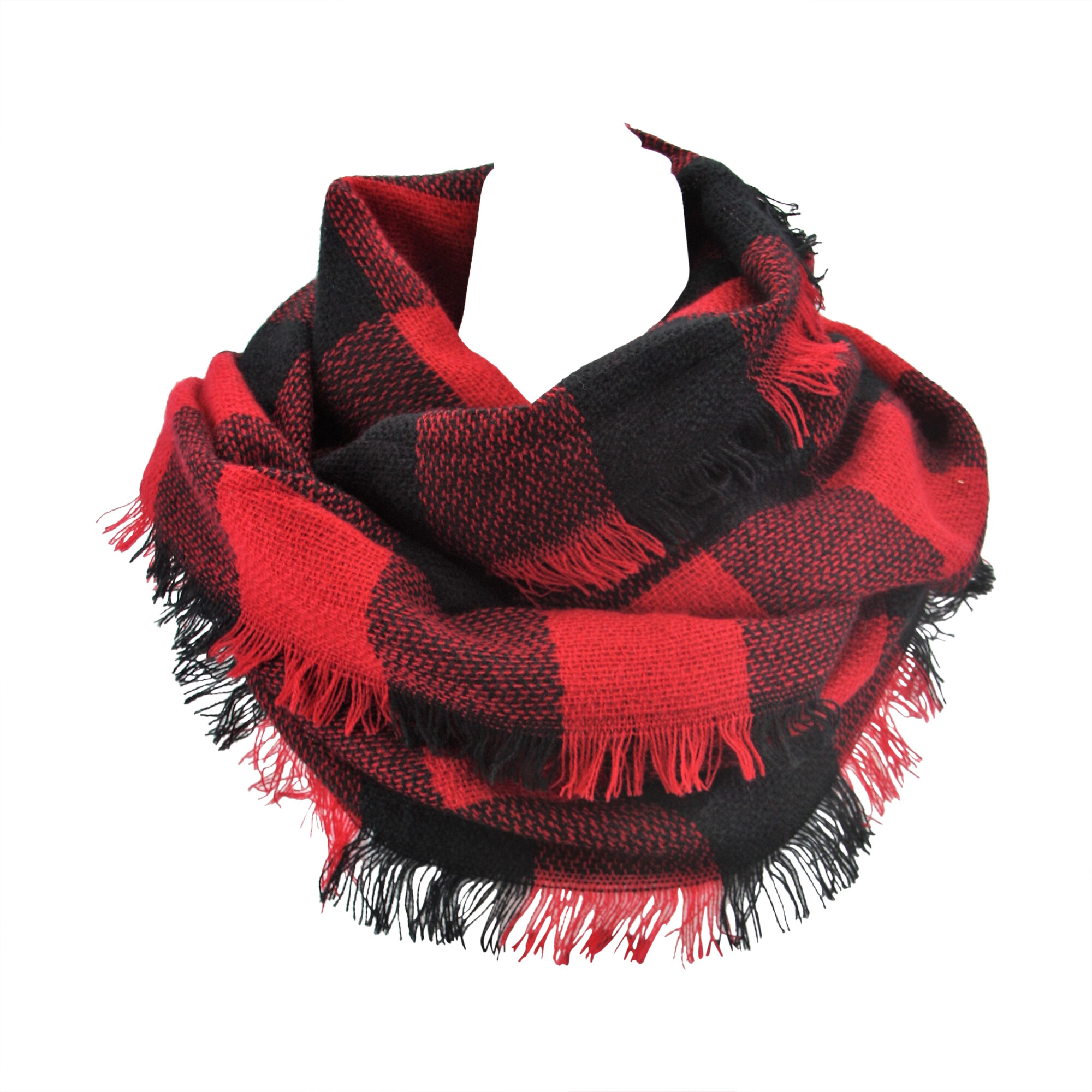 Red black checkered online scarf